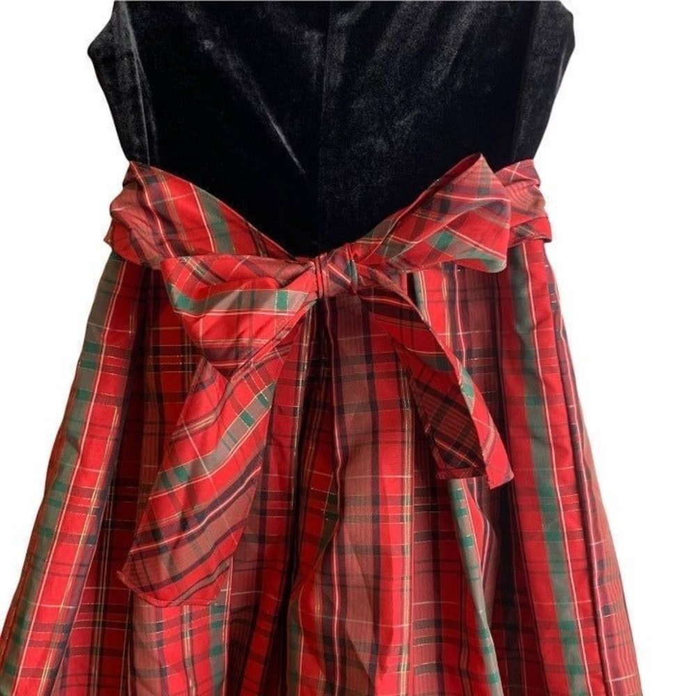 Sweetheart Rose for Dollie and Me Size 10 Christmas Dress Red Plaid Black Velvet - Picture 3 of 11